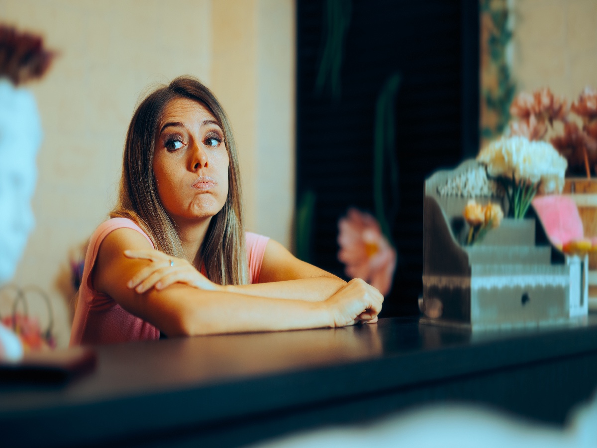 bored receptionist